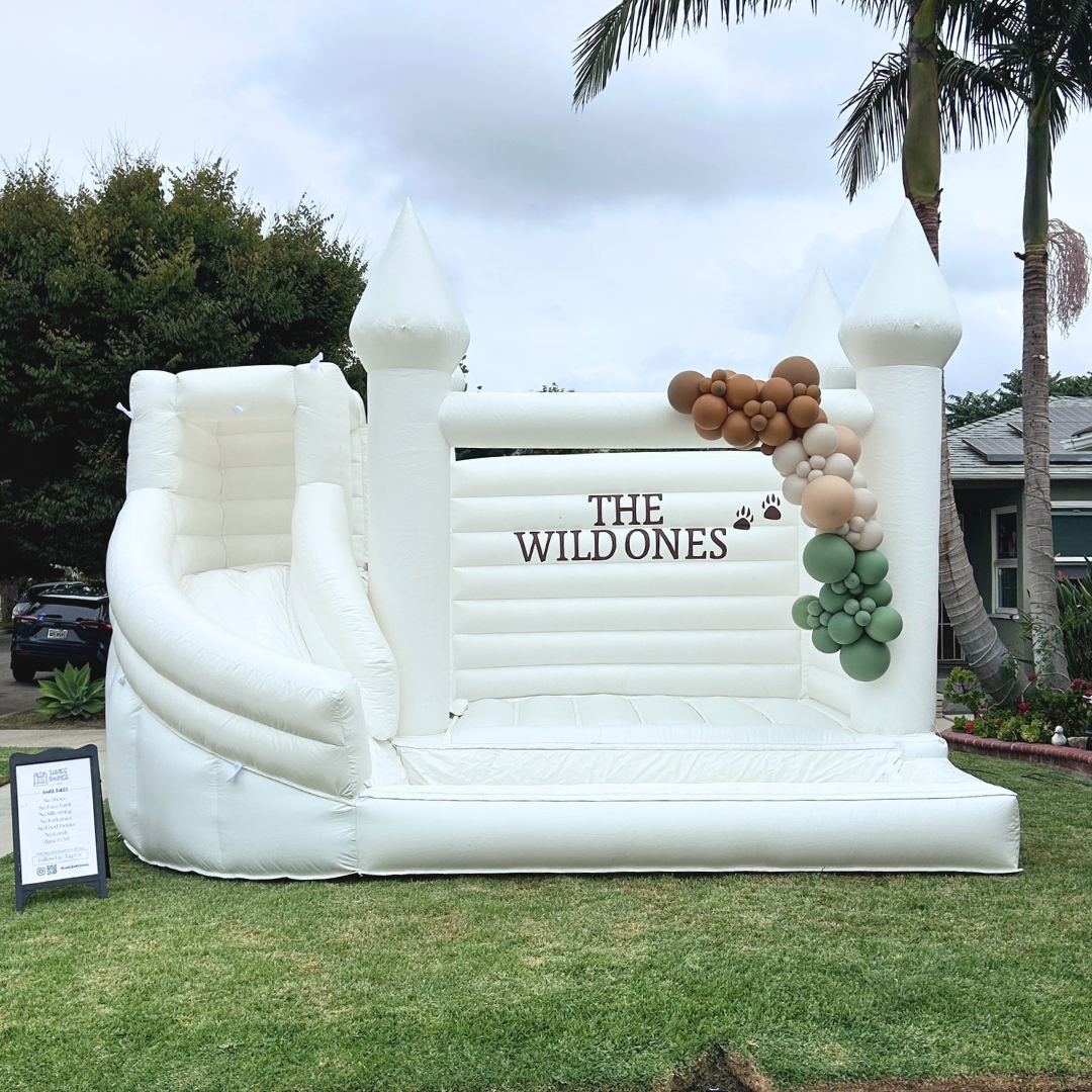 Luxury white bounce house rental near Riverside CA